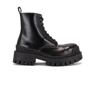 Balenciaga Strike Boots, Black Leather, Size 38.
